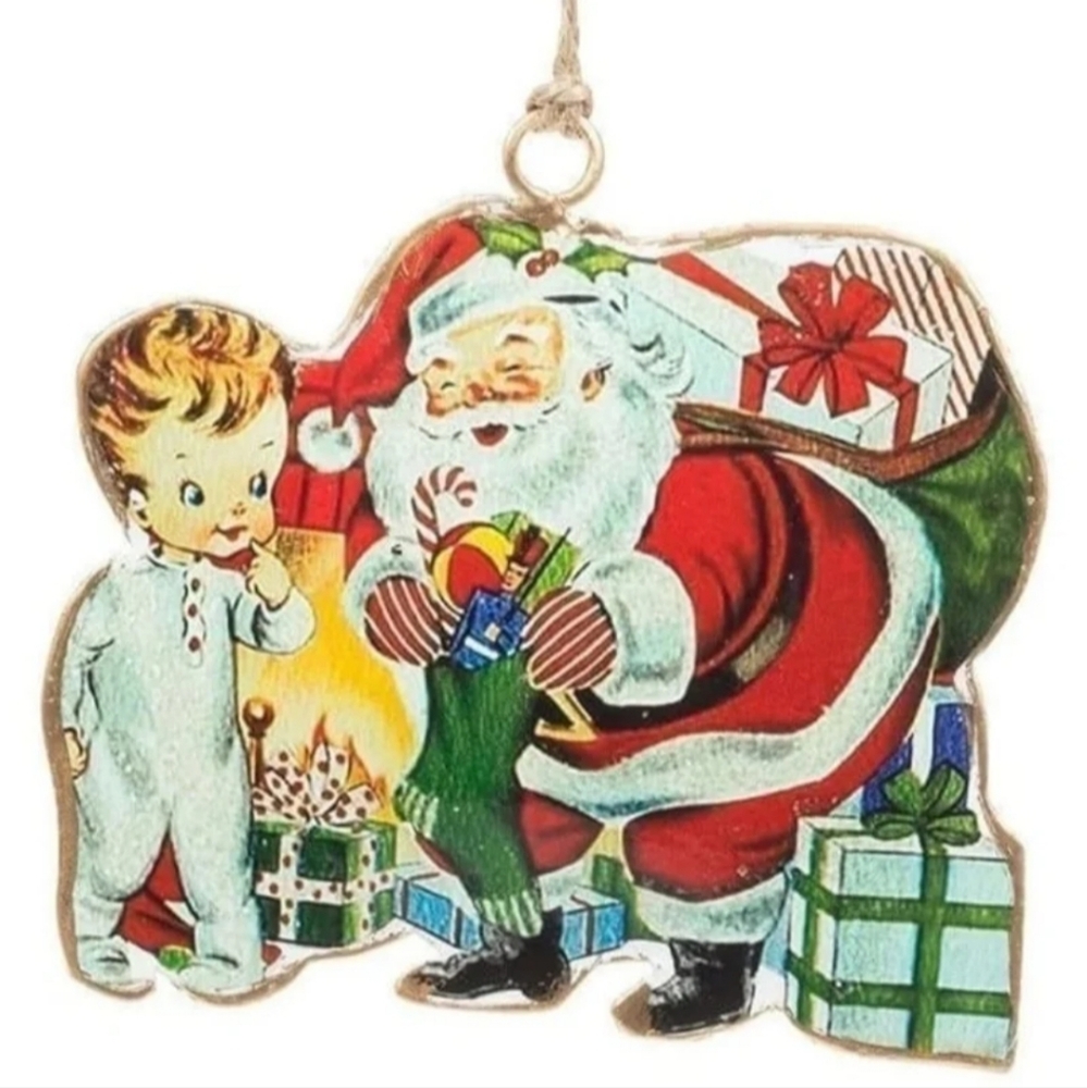 Abbott Collection 37-IMPRINT-043 Santa with Boy Ornament BNWT 1 LEFT!
